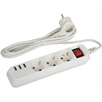 Сетевой фильтр 3гн 3м с/з USB-A+2 Type-C NOVA HM21-31-05