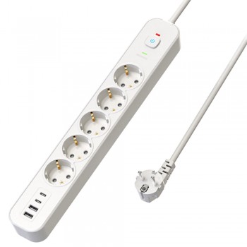 Сетевой фильтр 5гн 3м с/з USB-A+2 Type-C NOVA HM21-51-03